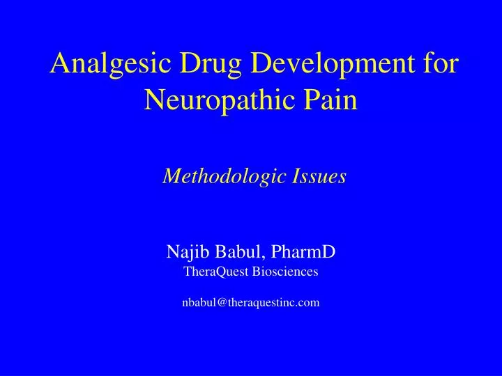 analgesic drug development for neuropathic pain methodologic issues