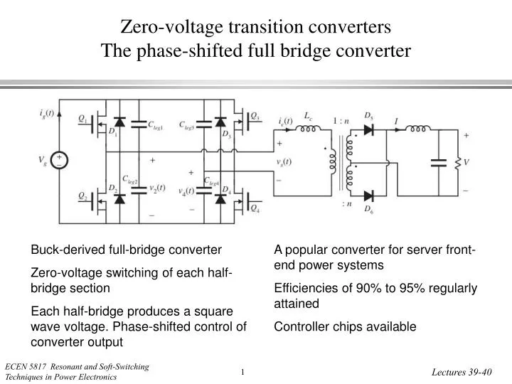 zero voltage transition converters the phase shifted full bridge converter