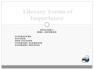 Literary Terms of Importance
