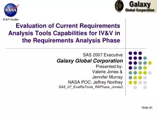 Evaluation of Current Requirements Analysis Tools Capabilities for IV&amp;V in the Requirements Analysis Phase