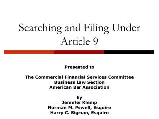 Searching and Filing Under Article 9