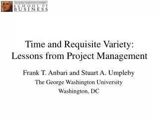 Time and Requisite Variety: Lessons from Project Management