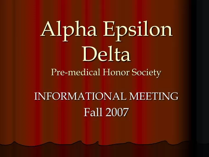 alpha epsilon delta pre medical honor society