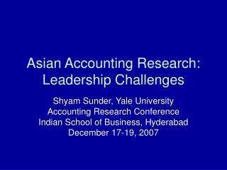 Asian Accounting Research: Leadership Challenges