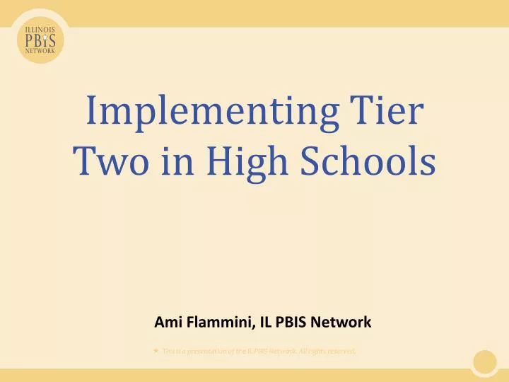 implementing tier two in high schools