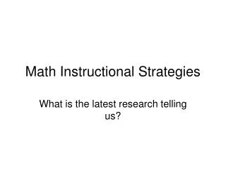 Math Instructional Strategies