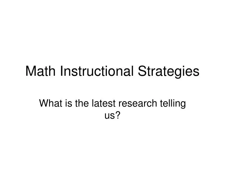 math instructional strategies