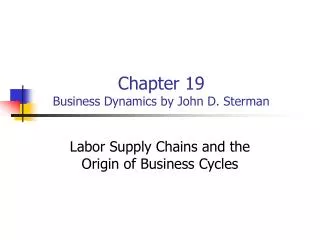Chapter 19 Business Dynamics by John D. Sterman
