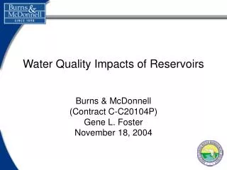 Water Quality Impacts of Reservoirs