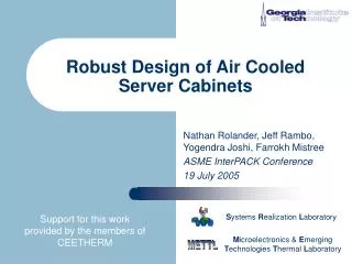 Robust Design of Air Cooled Server Cabinets