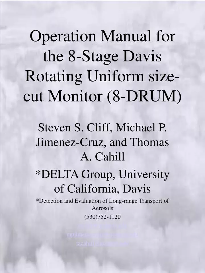 operation manual for the 8 stage davis rotating uniform size cut monitor 8 drum