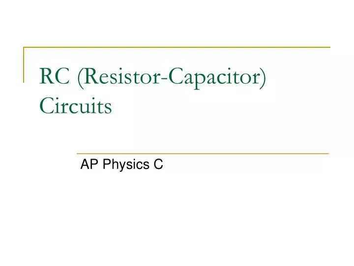 rc resistor capacitor circuits