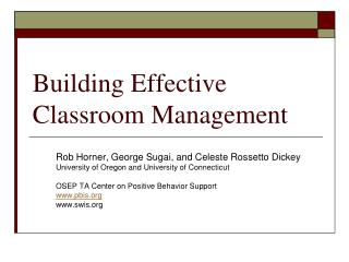 Building Effective Classroom Management