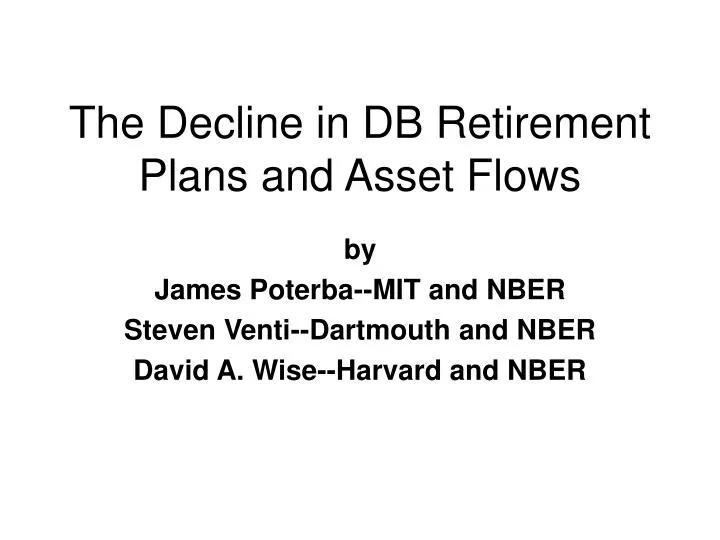the decline in db retirement plans and asset flows