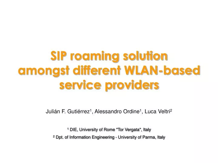 sip roaming solution amongst different wlan based service providers