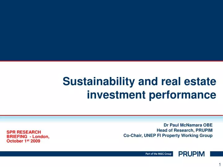 sustainability and real estate investment performance
