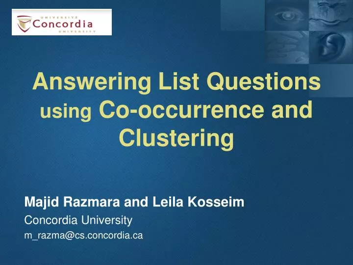 answering list questions using co occurrence and clustering