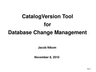 CatalogVersion Tool for Database Change Management