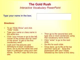 the gold rush interactive vocabulary powerpoint