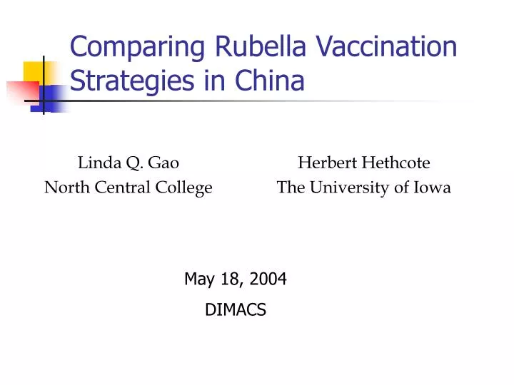comparing rubella vaccination strategies in china