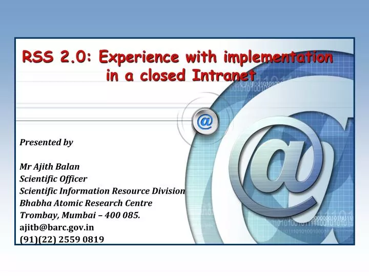 rss 2 0 experience with implementation in a closed intranet