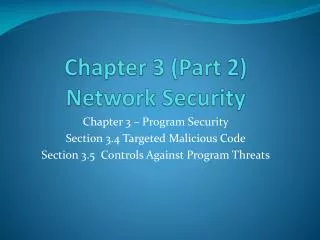 Chapter 3 (Part 2) Network Security