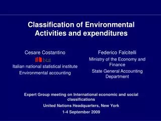 Classification of Environmental Activities and expenditures