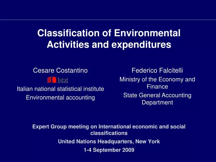 classification of environmental activities and expenditures