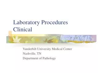 Laboratory Procedures Clinical