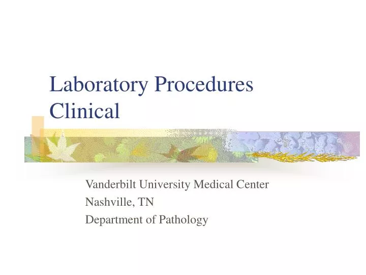 laboratory procedures clinical