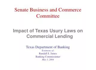 Impact of Texas Usury Laws on Commercial Lending