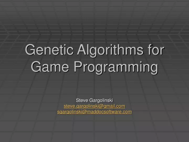 genetic algorithms for game programming