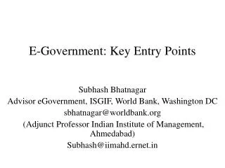 E-Government: Key Entry Points