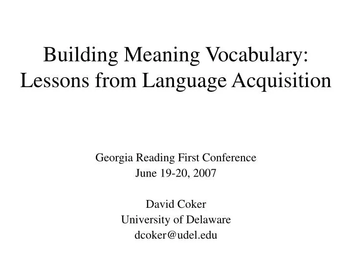 building meaning vocabulary lessons from language acquisition
