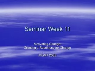 Seminar Week 11