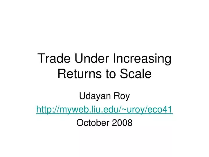 trade under increasing returns to scale