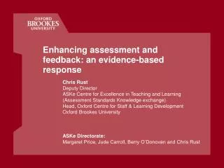 Enhancing assessment and feedback: an evidence-based response