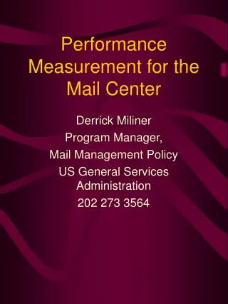 Performance Measurement for the Mail Center