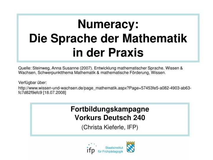 numeracy die sprache der mathematik in der praxis