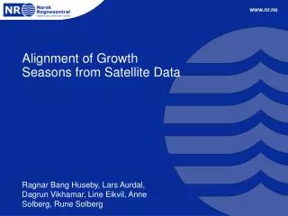 Alignment of Growth Seasons from Satellite Data