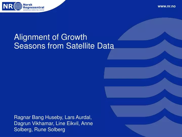 alignment of growth seasons from satellite data