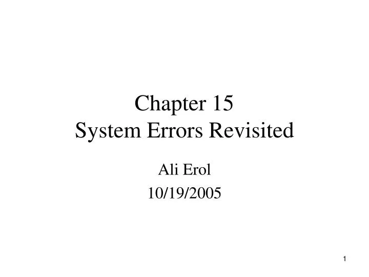 chapter 15 system errors revisited