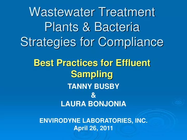 wastewater treatment plants bacteria strategies for compliance