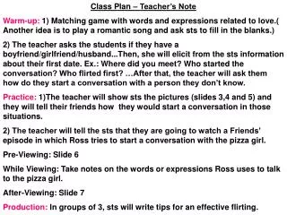 Class Plan – Teacher’s Note