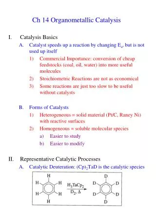 Ch 14 Organometallic Catalysis