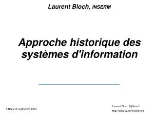 Approche historique des systèmes d'information