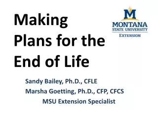 Making Plans for the End of Life
