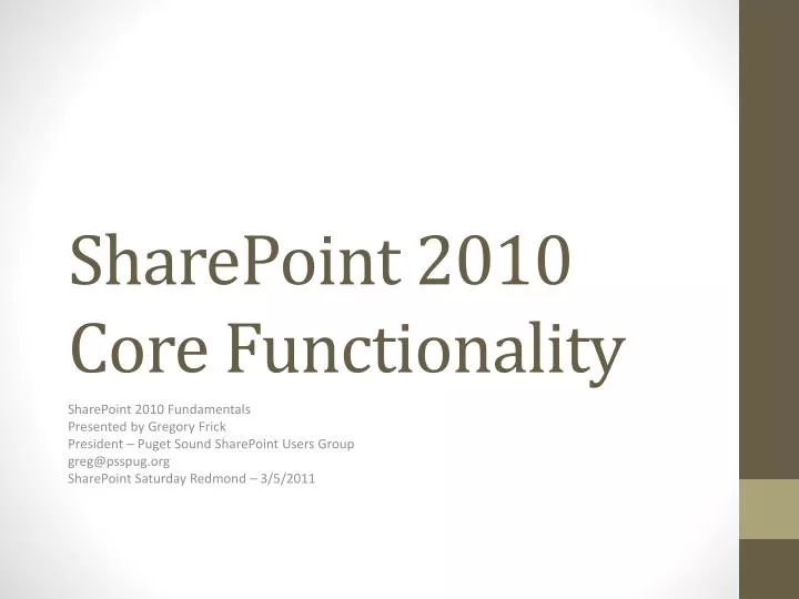 sharepoint 2010 core functionality