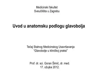 Uvod u anatomsku podlogu glavobolja