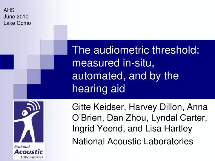 the audiometric threshold measured in situ automated and by the hearing aid